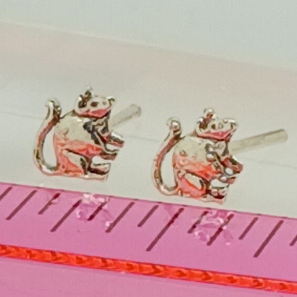 925 Sterling Silver Mouse Stud Earrings Tiny Animal Rodent Post Jewelry NEW - Picture 13 of 13